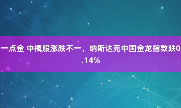 一点金 中概股涨跌不一，纳斯达克中国金龙指数跌0.14%